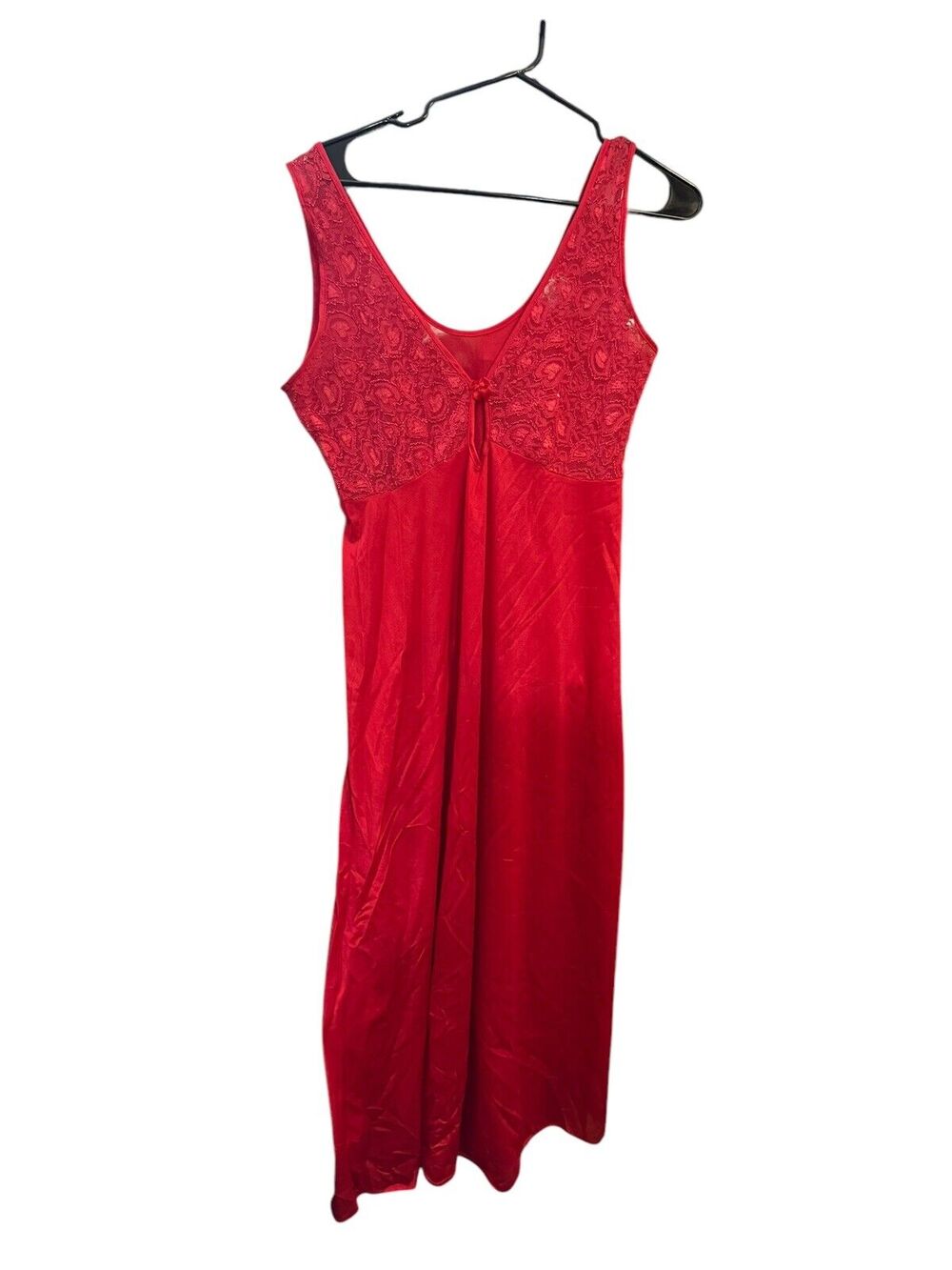 Romantic Moods Red Nylon Lace Nightgown Medium Vintage